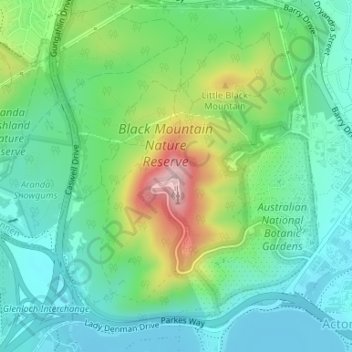Black Mountain topographic map, elevation, terrain