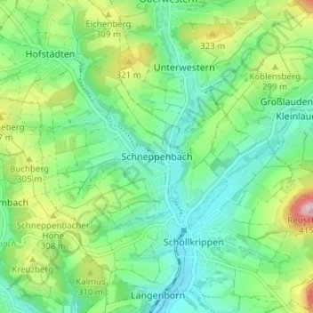 Schneppenbach topographic map, elevation, terrain