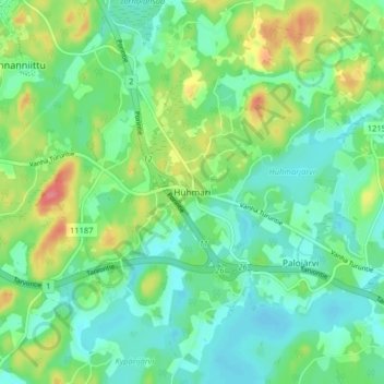 Huhmari topographic map, elevation, terrain