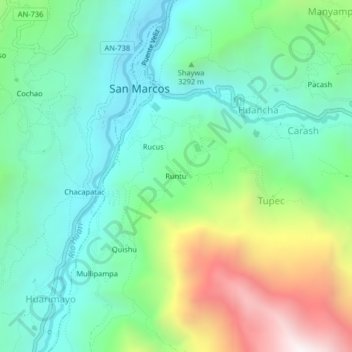 Runtu topographic map, elevation, terrain