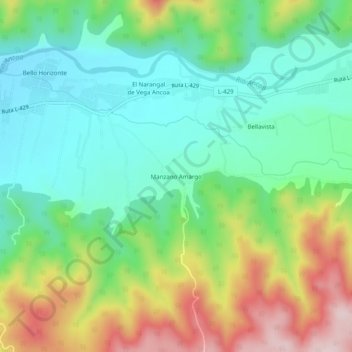 Manzano Amargo topographic map, elevation, terrain