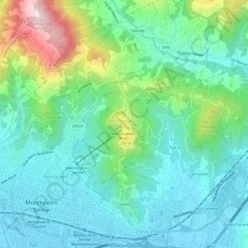 Montecatini Alto topographic map, elevation, terrain