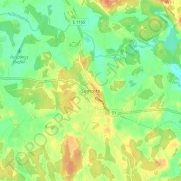 Sonstorp topographic map, elevation, terrain