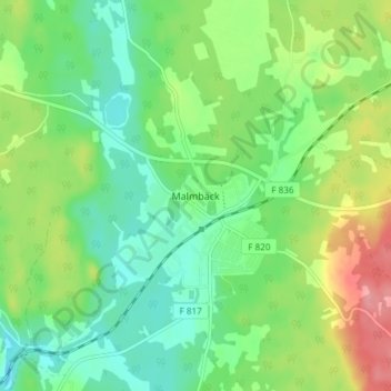 Malmbäck topographic map, elevation, terrain
