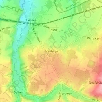 Bombaye topographic map, elevation, terrain