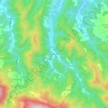 Poggiolo-Salaiole topographic map, elevation, terrain