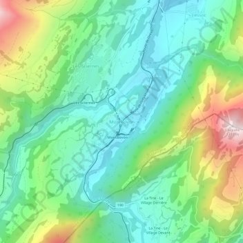 Montbovon topographic map, elevation, terrain