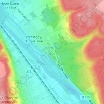 Le Chesnay topographic map, elevation, terrain