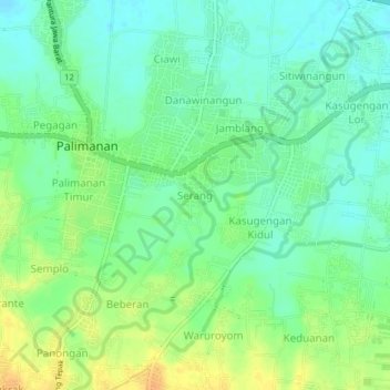 Serang topographic map, elevation, terrain