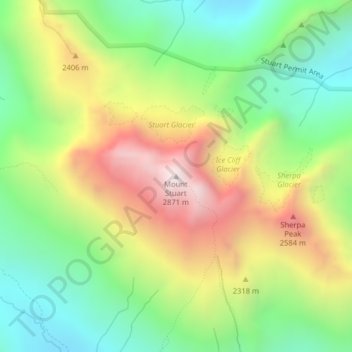 Mount Stuart topographic map, elevation, terrain