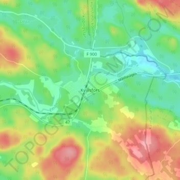 Kvillsfors topographic map, elevation, terrain