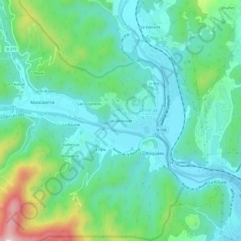 Les Bédosses topographic map, elevation, terrain