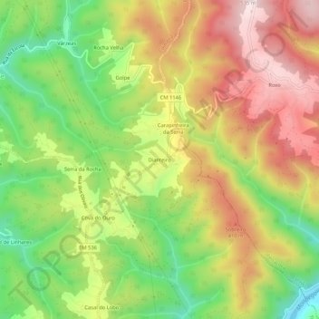 Dianteiro topographic map, elevation, terrain