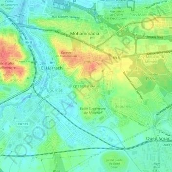 CITE SIDI M'BAREK topographic map, elevation, terrain