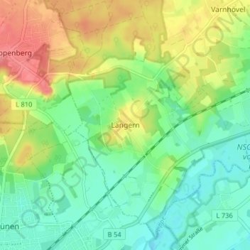 Langern topographic map, elevation, terrain
