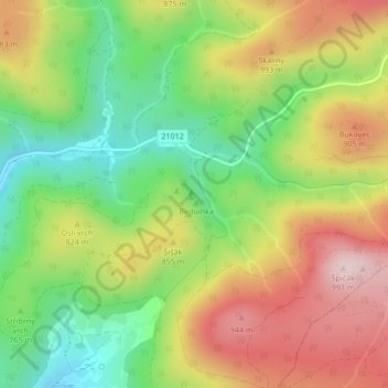 Pes topographic map, elevation, terrain