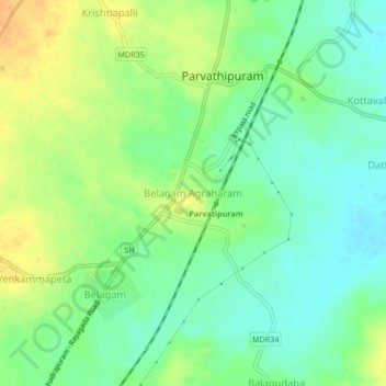 Belagam Agraharam topographic map, elevation, terrain