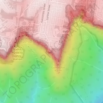 Prince of Wales Lookout topographic map, elevation, terrain