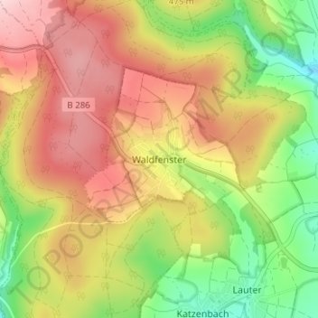 Waldfenster topographic map, elevation, terrain