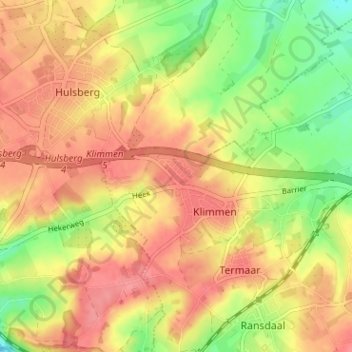 Overheek topographic map, elevation, terrain