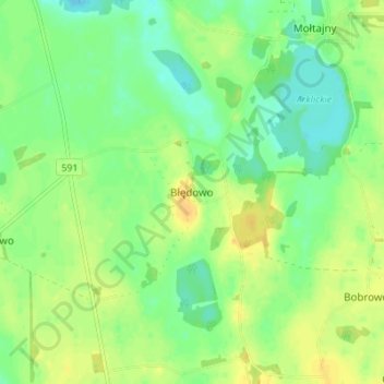 Błędowo topographic map, elevation, terrain