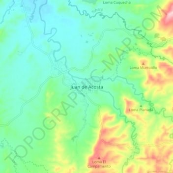 Juan de Acosta topographic map, elevation, terrain