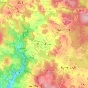 Postfelden topographic map, elevation, terrain