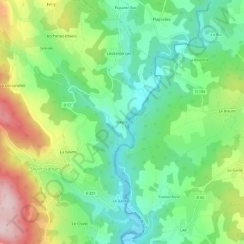 Bleyrat topographic map, elevation, terrain