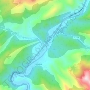 Crémenes topographic map, elevation, terrain
