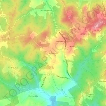 Le Purisier topographic map, elevation, terrain