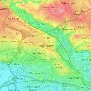 Pendlebury topographic map, elevation, terrain