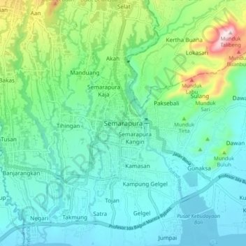 Semarapura topographic map, elevation, terrain