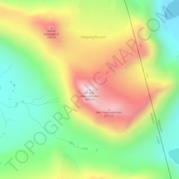 Midtre Høgvagltinden topographic map, elevation, terrain