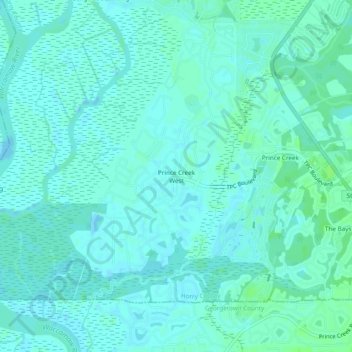 Prince Creek West topographic map, elevation, terrain