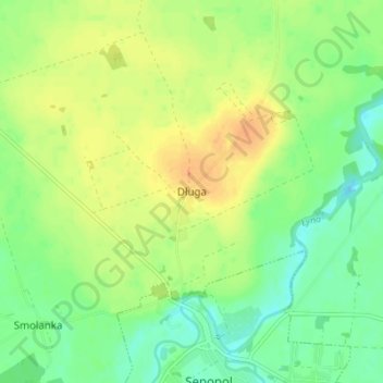 Długa topographic map, elevation, terrain