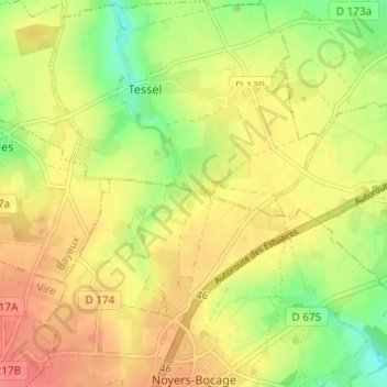 Brettevillette topographic map, elevation, terrain