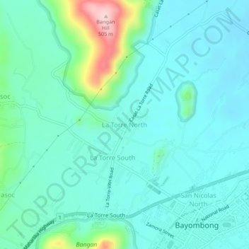 La Torre North topographic map, elevation, terrain