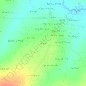 Aliga topographic map, elevation, terrain