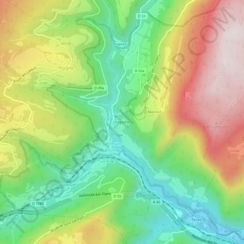 Longesfan topographic map, elevation, terrain