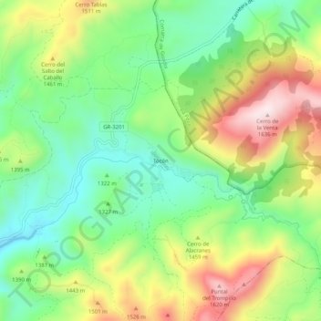 Tocón topographic map, elevation, terrain