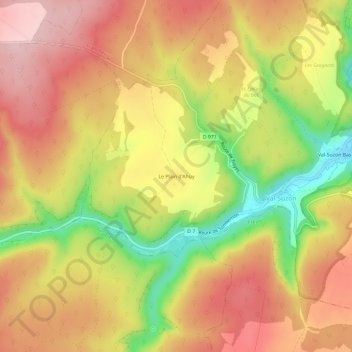 Le Plain d'Ahuy topographic map, elevation, terrain
