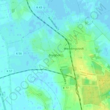 Borgholz topographic map, elevation, terrain
