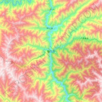 雅江县 topographic map, elevation, terrain