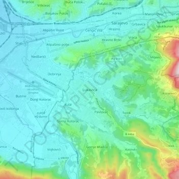 Lukavica topographic map, elevation, terrain