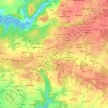Le Garzon topographic map, elevation, terrain