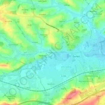 Niederham topographic map, elevation, terrain