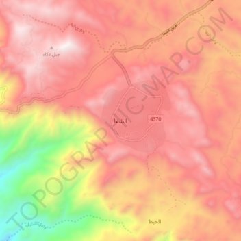 Ash Shafa topographic map, elevation, terrain