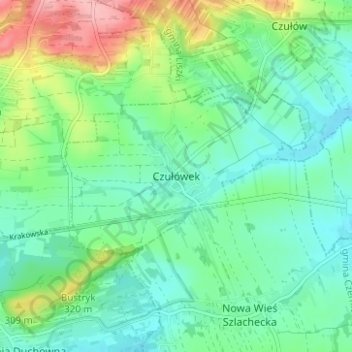 Czułówek topographic map, elevation, terrain