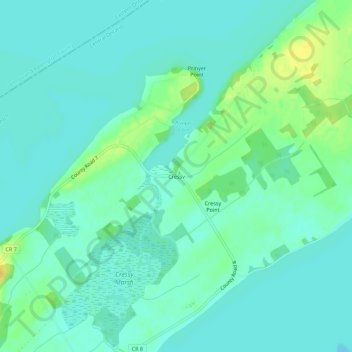 Cressy topographic map, elevation, terrain