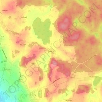 Fugging topographic map, elevation, terrain